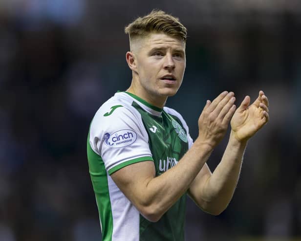 Scotland striker Kevin Nisbet is in no rush to decide his future despite Hibs accepting an offer from Millwall for his services.  (Photo by Ewan Bootman / SNS Group)