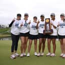 Coach Anne Walker, far right, celebrate with her Stanford team after winning the NCAA Women's Golf Division I Championships at Omni La Costa Resort & Spa in Carlsbad, California. Picture: Orlando Ramirez/Getty Images.