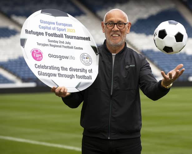 Mark Hateley promotes the Glasgow European Capital of Sport 2023 Refugee Football Tournament on Sunday 2nd July at Toryglen Regional Football Centre. The event celebrates the diversity of communities in Glasgow. (Photo by Alan Harvey / SNS Group)