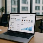 A modern e-commerce workspace displaying business analytics and growth metrics, representing the digital transformation driving Scottish SMEs to achieve £90 million in Amazon platform sales, with individual success stories reaching £200,000 in monthly revenue.
