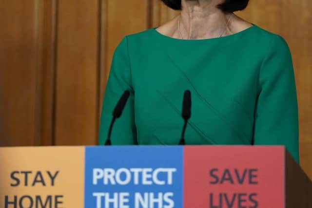 Deputy Chief Medical Officer Jenny Harries answering questions from the media via a video link during a media briefing in Downing Street.Picture: Pippa Fowles/Crown Copyright/10 Downing Street/PA Wire