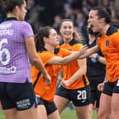 Glasgow City's Niamh Farrelly celebrates her equaliser against Rangers during the battle of the SWPL top two.  (Photo by Ross MacDonald / SNS Group)
