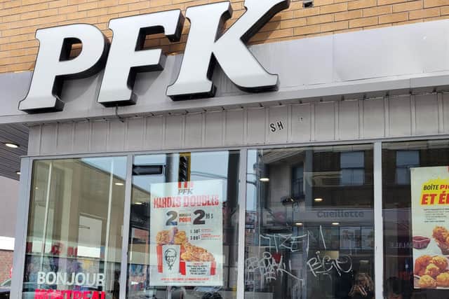 KFC is branded as "PFK" (Poulet Frit Kentucky) in Quebec. Picture: Sarah Hanneman