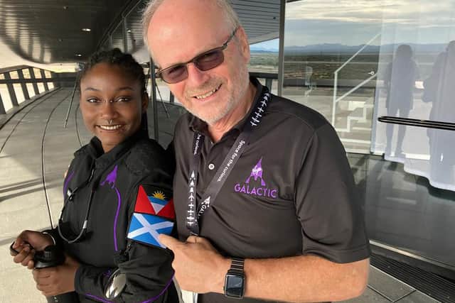 Anastatia Mayers and Chief Pilot Dave Mackay at Spaceport America