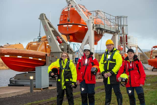 Left to right: Ashleigh Sommerville, survival and marine team lead; Samuel Perkins, marine instructor; Kris McDonald, general manager, Clyde Training Solutions; and Jamie Clark, senior marine instructor.