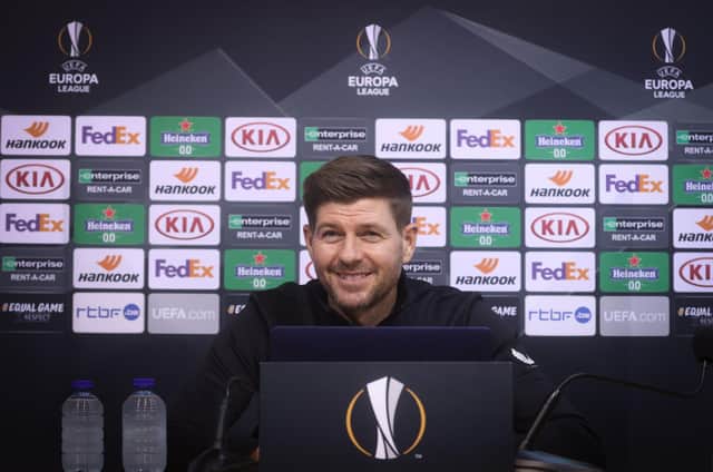 Steven Gerrard will take charge of his 40th Europa League match as Rangers manager against Standard Liege at Ibrox on Thursday night. (Photo by VIRGINIE LEFOUR/Belga/AFP via Getty Images)