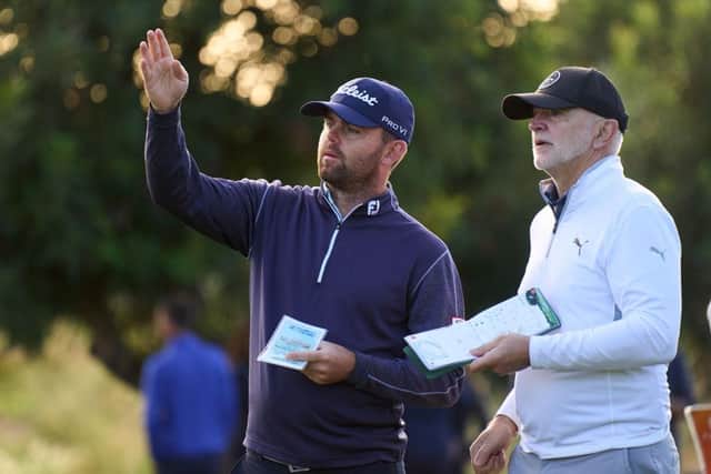 Liam Johnston talks tactics en route to a solid start in the Dp World Tour Qualifying School Final on the Lakes Course at Infinitum in Tarragona. Picture: Angel Martinez/Getty Images.