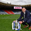 Callum Davidson shows off the Scottish Cup.