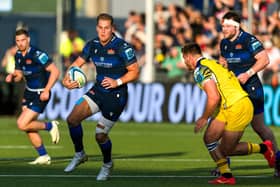 Edinburgh’s Duhan van der Merwe in action during the BKT United Rugby Championship match against Zebre Parma at  Hive Stadium, on May 10, 2024. (Photo by Ross Parker / SNS Group)