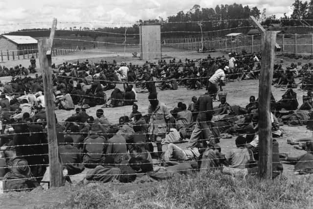 Mau Mau suspects were held in crowded conditions in this prison camp in 1952 (Picture: Stroud/Express/Getty Images)