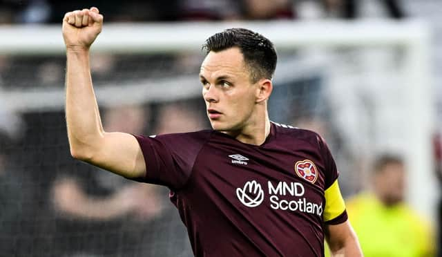 Lawrence Shankland scored Hearts' leveller against Rosenborg.