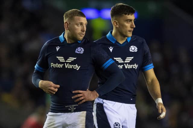 Finn Russell and Cameron Redpath combined well for Scotland against Argentina recently and will link up at Bath next season. (Photo by Ross MacDonald / SNS Group)