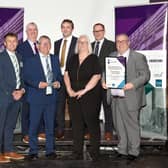 Representatives of Aberdeenshire Council and Wills Bros Civil Engineering Ltd celebrate their award success for the Gairnshiel Jubilee Bridge project on Royal Deeside.