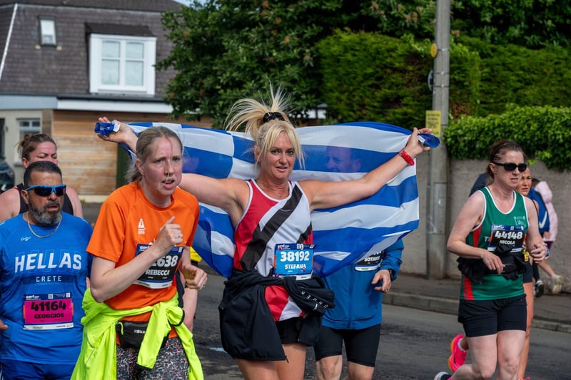 Edinburgh Marathon runners at the four mile mark in the Craigentinny area of the City