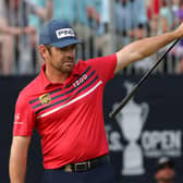 Louis Oosthuizen celebrates making a long putt for eagle on the 18th green during the third round of the 2021 US Open at Torrey Pines. Picture: Harry How/Getty Images.