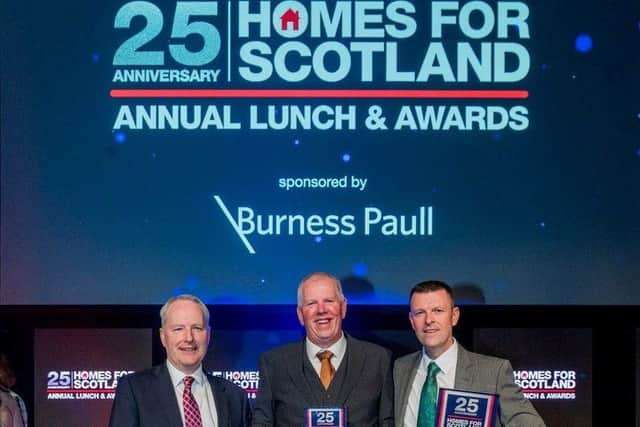 Gavin Hamilton (MD for Taylor Wimpey East Scotland); David McClure (Senior Site Manager - Castle Gate, Maidenhill) and David Blair (Managing Director for Taylor Wimpey West Scotland