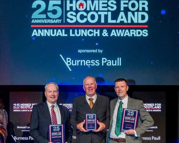 Gavin Hamilton (MD for Taylor Wimpey East Scotland); David McClure (Senior Site Manager - Castle Gate, Maidenhill) and David Blair (Managing Director for Taylor Wimpey West Scotland