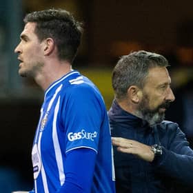Kilmarnock's Kyle Lafferty is subbed off during a cinch Premiership match between Kilmarnock and St Johnstone at Rugby Park, on October 05, 2022, in Kilmarnock, Scotland. (Photo by Alan Harvey / SNS Group)