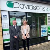 Allan Gordon, MD of Davidsons Chemists, and Kim Campbell, partner in the healthcare team at Thorntons. Picture: contributed.