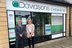 Allan Gordon, MD of Davidsons Chemists, and Kim Campbell, partner in the healthcare team at Thorntons. Picture: contributed.