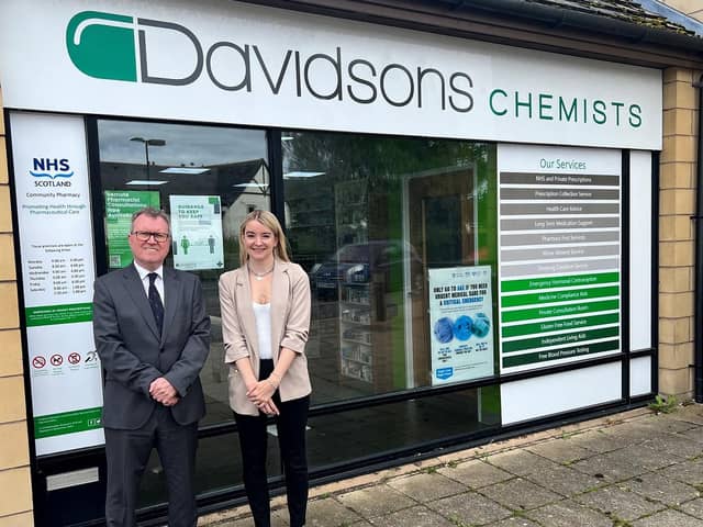 Allan Gordon, MD of Davidsons Chemists, and Kim Campbell, partner in the healthcare team at Thorntons. Picture: contributed.