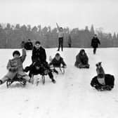 Children sledging in the Meadows in December 1961.