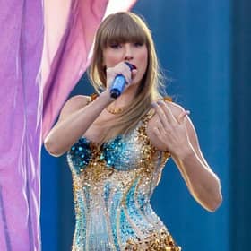 Taylor Swift during her first Edinburgh Eras Tour show at Murrayfield Stadium in 2024. 