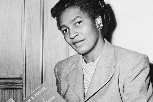 Claudia Jones at the National Communist Headquarters in New York in 1948 after being arrested and charged with being an illegal alien (Photo: Hulton Archive/Getty Images)