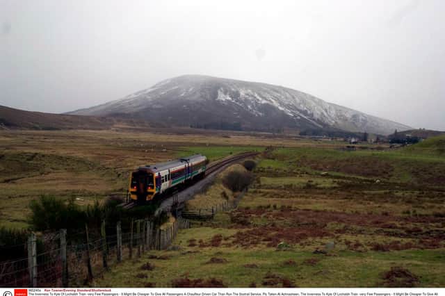 A ScotRail train at Achnasheen on a remote moorland section of the line in 2002. Picture: Ken Towner/Evening Standard/Shutterstock.