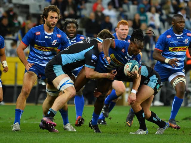 Seabelo Senatla of DHL Stormers during the United Rugby Championship match between DHL Stormers and Glasgow Warriors at DHL Stadium on April 22, 2022 in Cape Town, South Africa. (Photo by Grant Pitcher/Gallo Images/Getty Images)