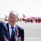 Veteran Albert Lamond, 94, who served in the Royal Navy from 1943 to 1947 as a Signalman, was at Sword Beach during the D-Day campaign after he watched the Royal Air Force Aerobatic Team, The Red Arrows, carried out a flypast over Glasgow Prestwick Airport to mark VJ Day.