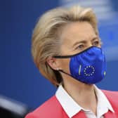 European Commission president Ursula von der Leyen arrives for an EU summit in Brussels. Picture: AP Photo/Olivier Matthys, Pool