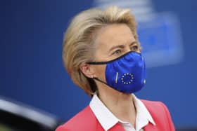 European Commission president Ursula von der Leyen arrives for an EU summit in Brussels. Picture: AP Photo/Olivier Matthys, Pool