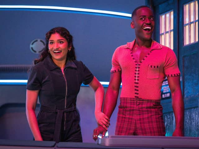 ​Belinda Chandra (Varada Sethu) and The Doctor (Ncuti Gatwa) in the new series of Doctor Who.