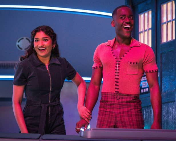 ​Belinda Chandra (Varada Sethu) and The Doctor (Ncuti Gatwa) in the new series of Doctor Who.