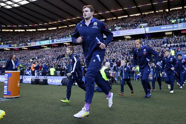 Richie Gray, foreground, will be replaced by his younger brother Jonny, pictured behind him, when Scotland play Argentina. (Photo by Craig Williamson / SNS Group)