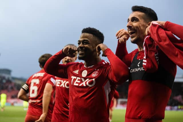 Duk and Bojan Miovski have scored 32 goals between them for Aberdeen this summer (Photo by Mark Scates / SNS Group)