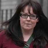 Former SNP MP Natalie McGarry outside Glasgow Sheriff Court during her trial.