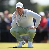 Rory McIlroy lines up a putt on the fifth green during day one of the Genesis Scottish Open at The Renaissance Club in East Lothian. Picture: Octavio Passos/Getty Images.