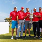 North East show off the trophy after winning the Scottish Area Team Championship at Powfoot. Picture: Scottish Golf