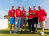 North East show off the trophy after winning the Scottish Area Team Championship at Powfoot. Picture: Scottish Golf