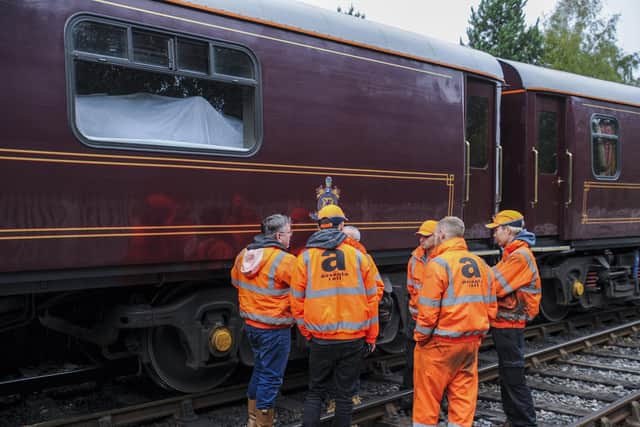 Inspections of the Flying Scotsman are underway following a shunting incident at Aviemore on Friday night. PIC: Lisa Ferguson.