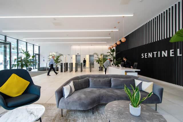 The reception area of the Sentinel building in Glasgow.