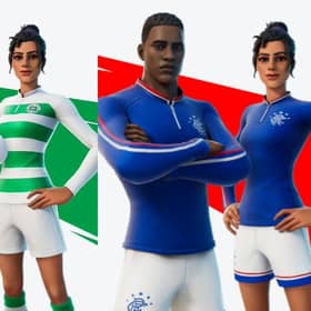 Both Celtic and Rangers will be represented in Fortnite with the introduction of football kits (Images: Epic Games)