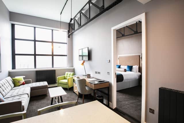 One of the 218 rooms, which range from doubles to executive studios with kitchen and lounge areas.