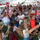 Fans at Aylesbury United WFC celebrate England's victory in the Uefa Women's Euro 2022 final (Picture: Steve Parson/PA)