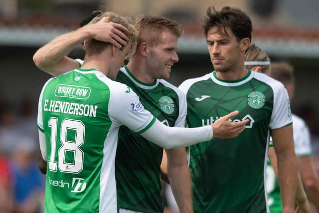 Ewan Henderson, left, and Joe Newell scored twice for Hibs in the 4-1 win over Bonnyrigg Rose.