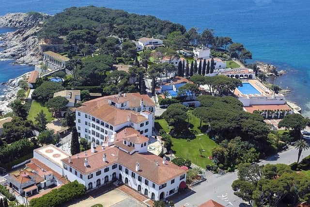 Hostal de la Gavina in S'Agaro, Catalonia from the air. Designed by famed Catalan architect Rafael Masó, since it opened its doors in 1932 it has welcomed A-listers including Elizabeth Taylor to Lady Gaga, Ernest Hemingway to Robert De Niro.