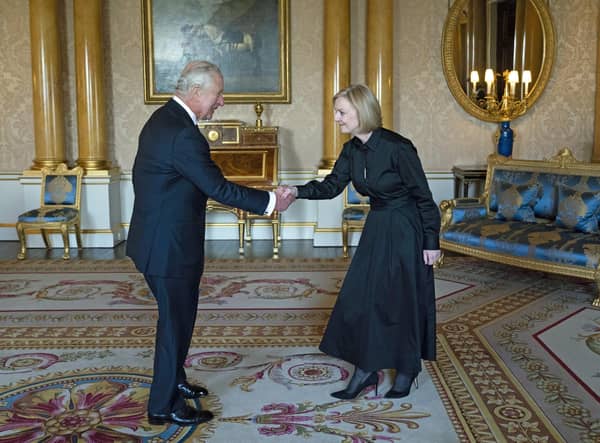 King Charles III receives Prime Minister Liz Truss in the 1844 Room at Buckingham Palace (Picture: Kirsty O'Connor/WPA pool/Getty Images)