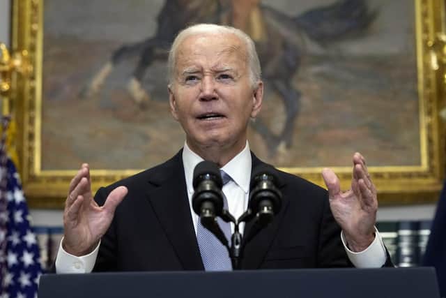 US President Joe Biden speaks from the Roosevelt Room of the White House in Washington last week. Picture: AP Photo/Susan Walsh
